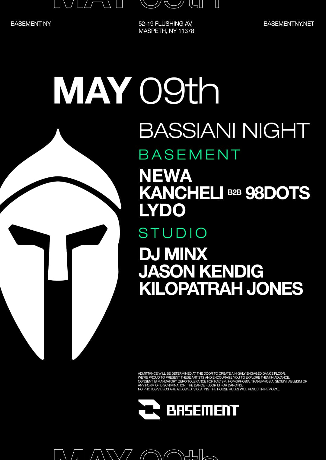 Bassiani Night: Newa / Kancheli b2b 98dots / LYDO / DJ Minx / Jason Kendig / Kilopatrah Jones