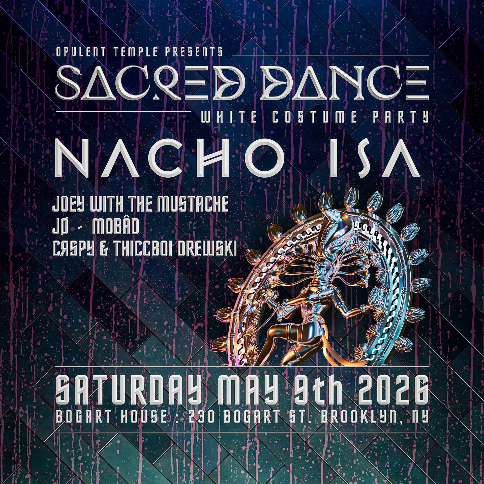 Nacho Isa, Joey with the Mustache at Opulent Temple's 'Sacred Dance' (white costume party)