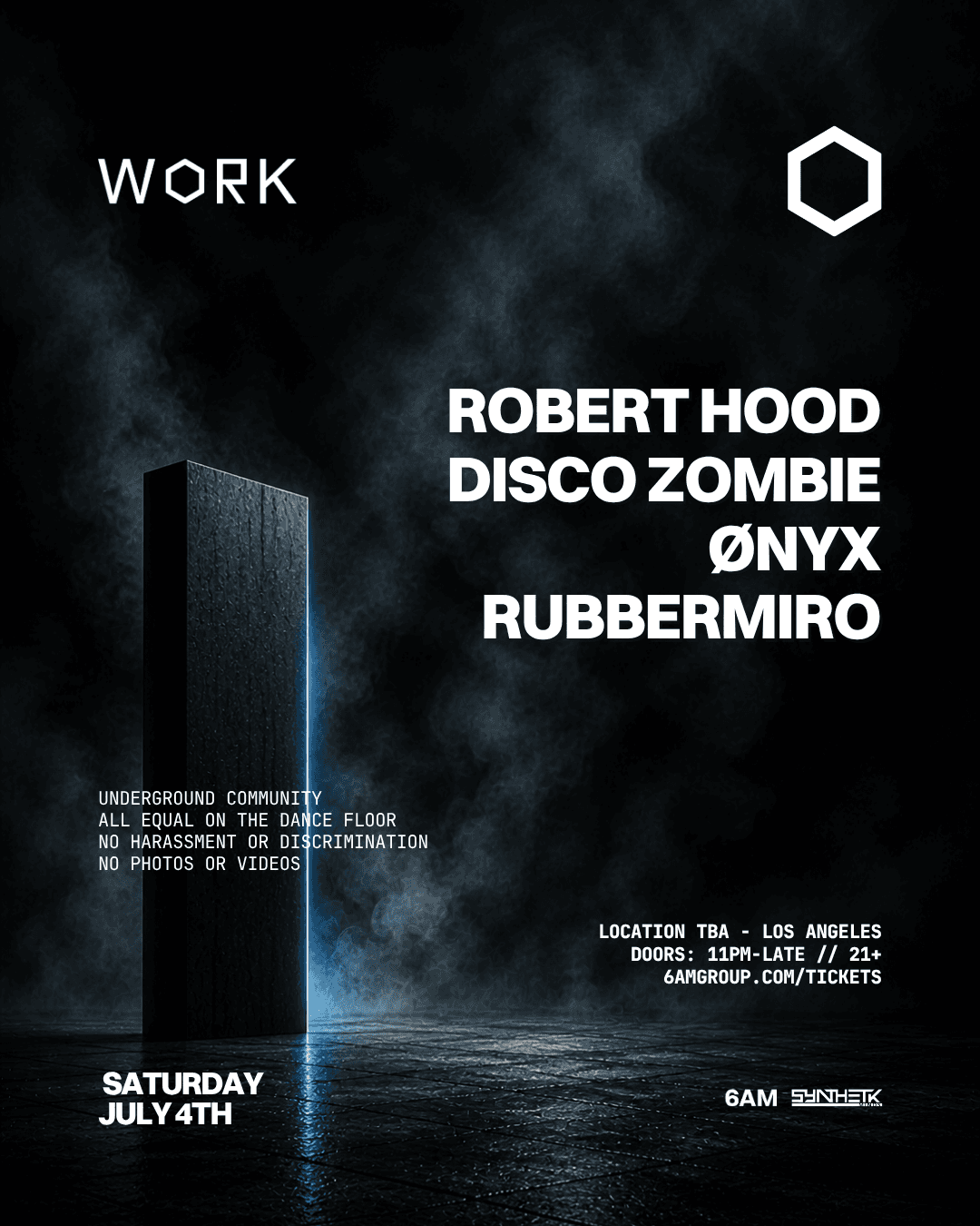 WORK presents: Robert Hood, Disco Zombie, Ønyx, & Rubbermiro