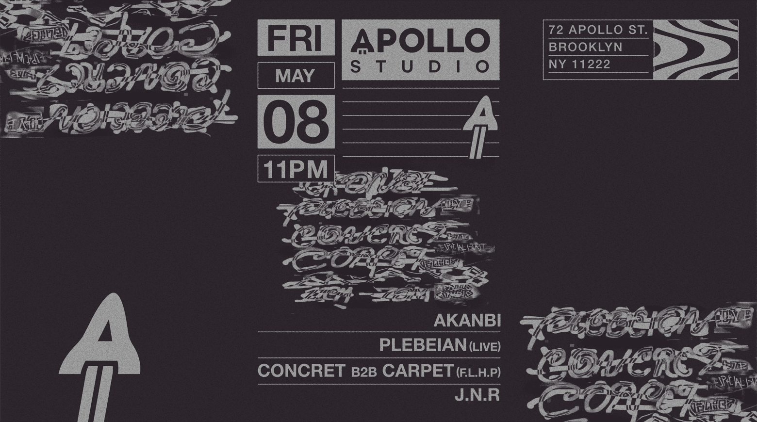 Apollo Studio w/ Akanbi, Plebeian (Live), Carpet (F.L.H.P) & Concret