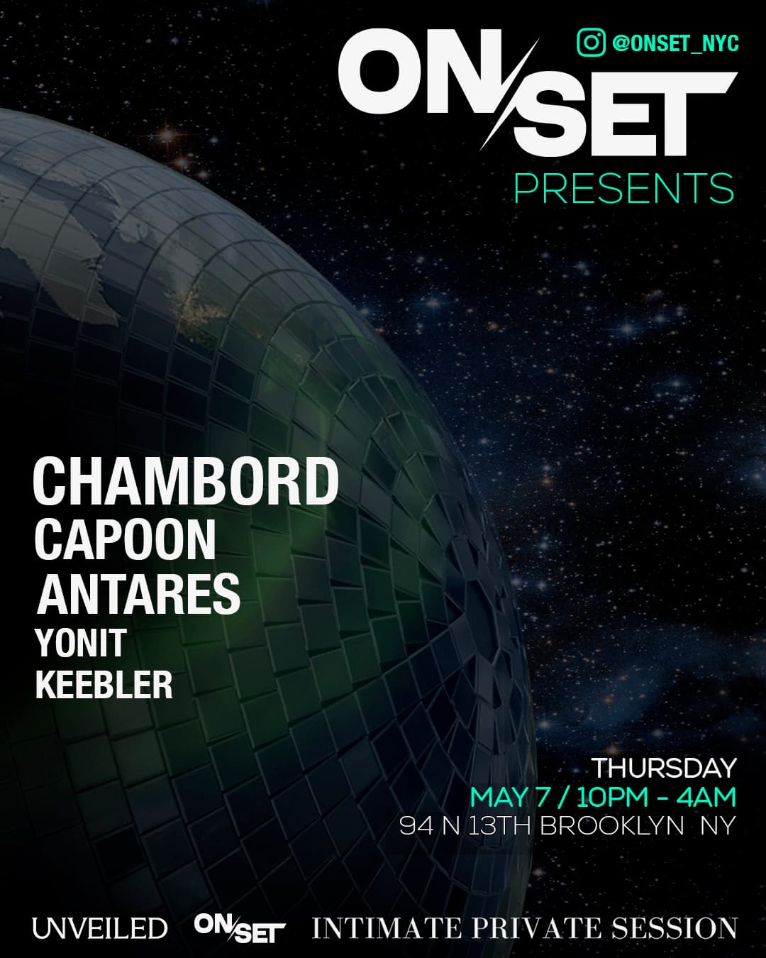 ON/SET presents Chambord, Capoon, Antares, Yonit, and Keebler