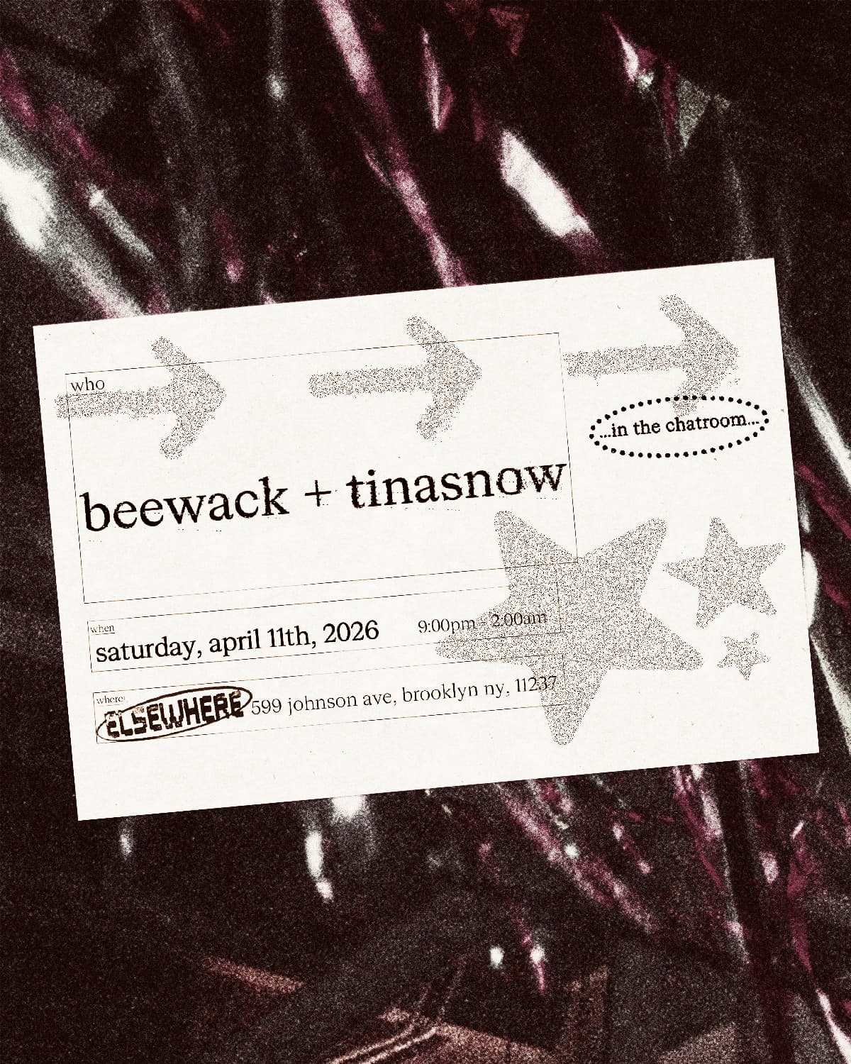 Chatroom: beewack + tinasnow