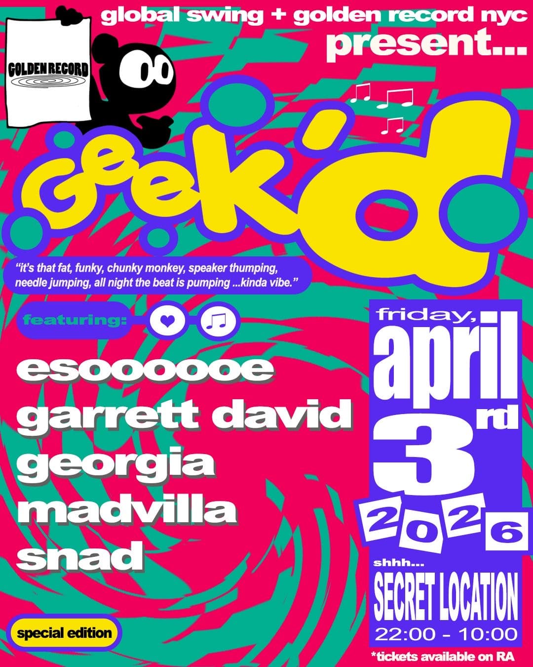 Global Swing x Golden Record NYC: esoe, Garrett David, Georgia, MADVILLA & Snad