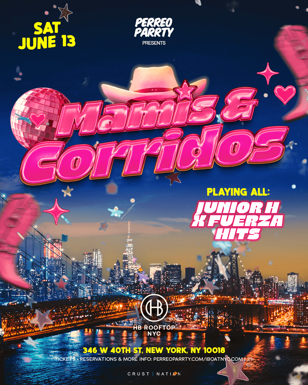 Mamis y Corridos Rooftop— Junior H × Fuerza Hits - HB Rooftop NYC Skyline