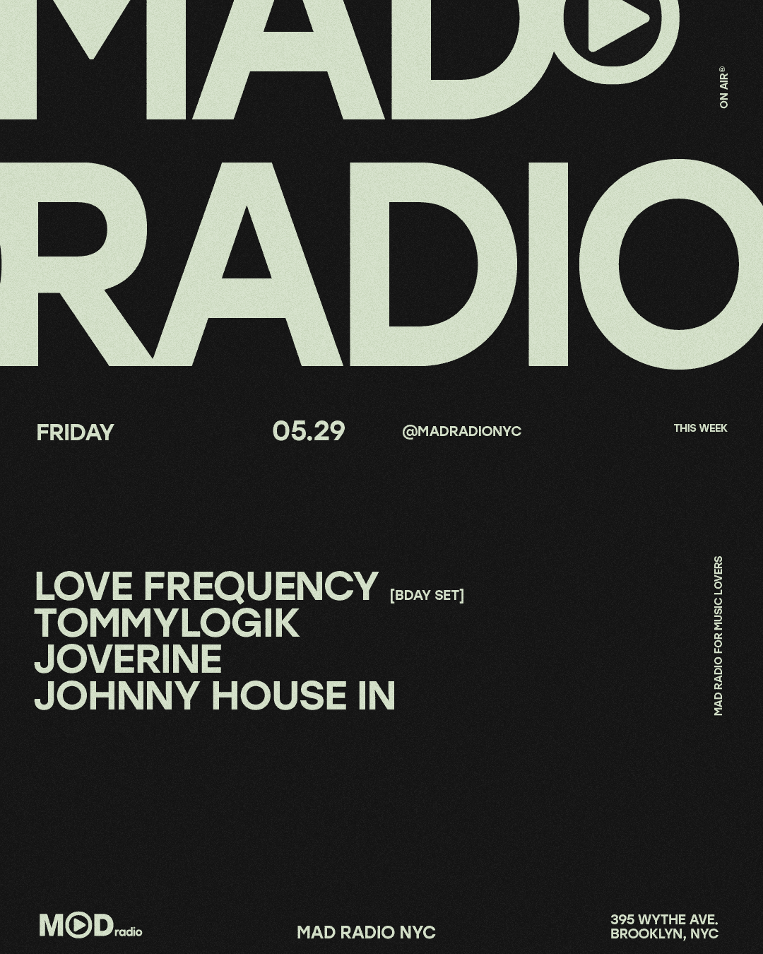 LOVE FREQUENCY, TOMMYLOGIK, JOVERINE, JOHNNY HOUSE IN
