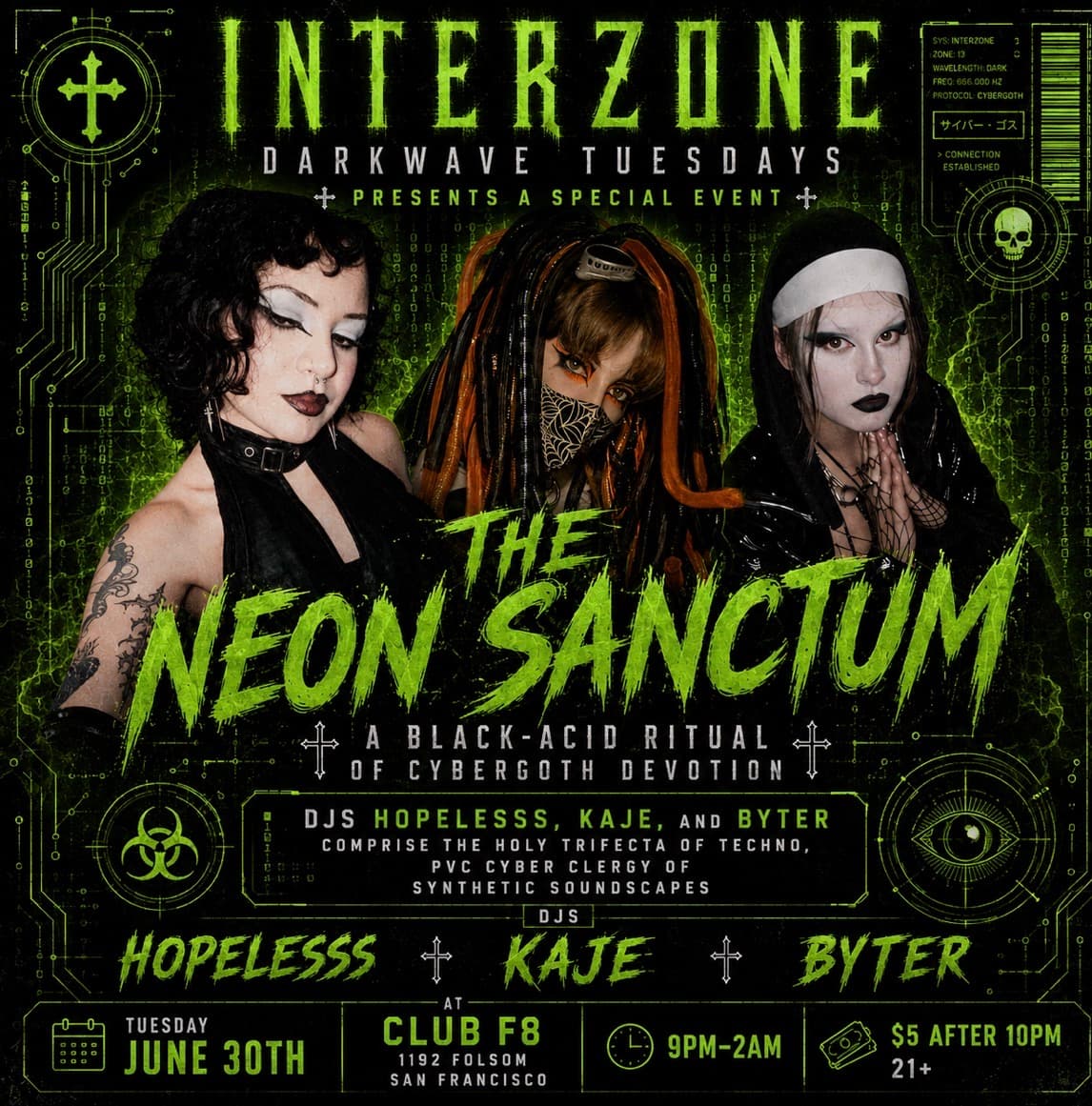 Interzone - The Neon Sanctum w/KAJE, Hopelesss &Byter
