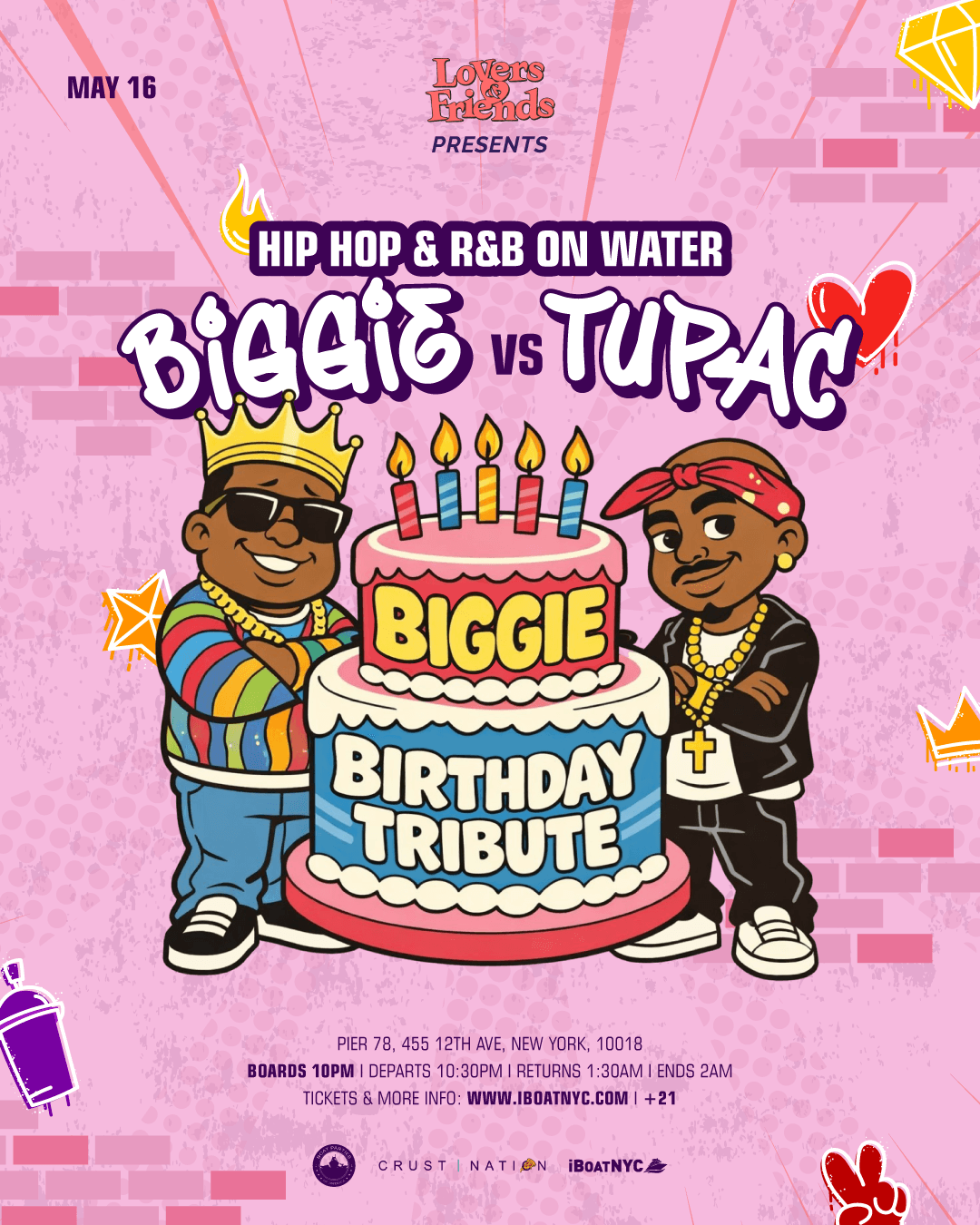 BIGGIE vs TUPAC Hip Hop Yacht Party Notorious Birthday Tribute Boat Cruise